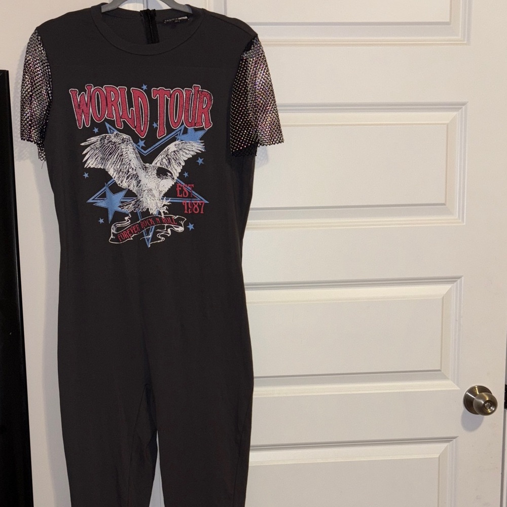 Fashion Nova Black Graphic Jumpsuit